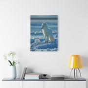 Arctic Fox Snow Minimal Portrait Wall Art & Canvas Print