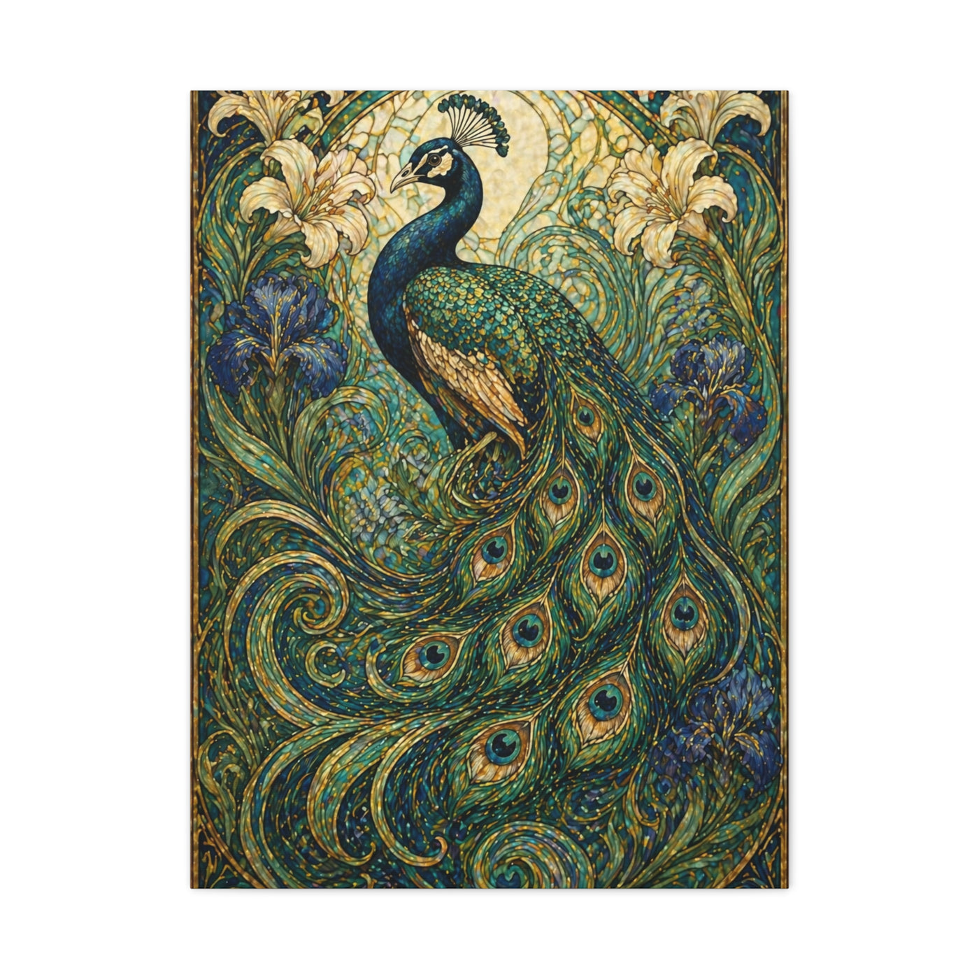 Art Nouveau Ornamental Peacock Garden Wall Art & Canvas Print