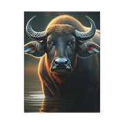 Golden Rim-Lit Buffalo Emerging from Water Wall Art & Canvas Print