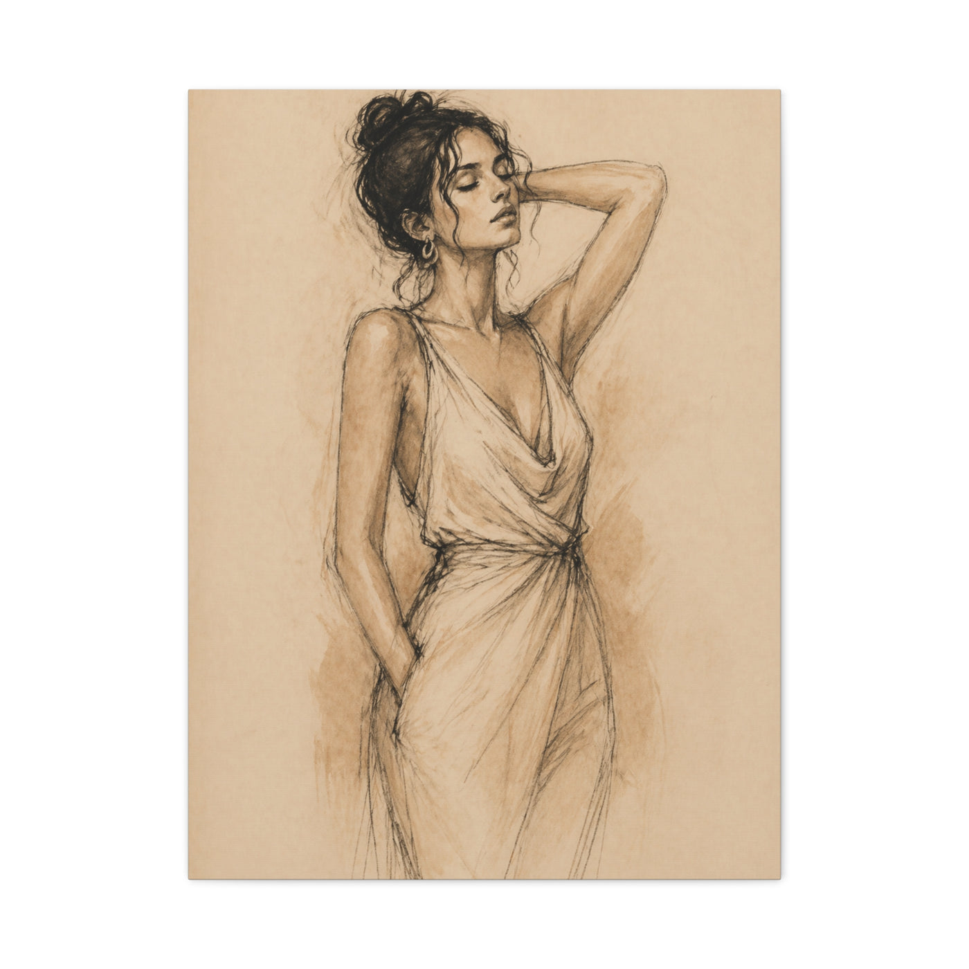 Elegant Charcoal Figure Study Wall Art & Canvas Print