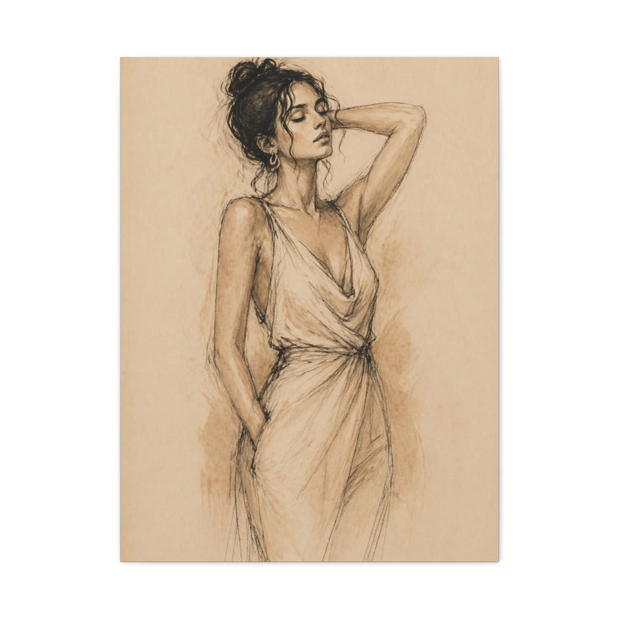 Elegant Charcoal Figure Study Wall Art & Canvas Print