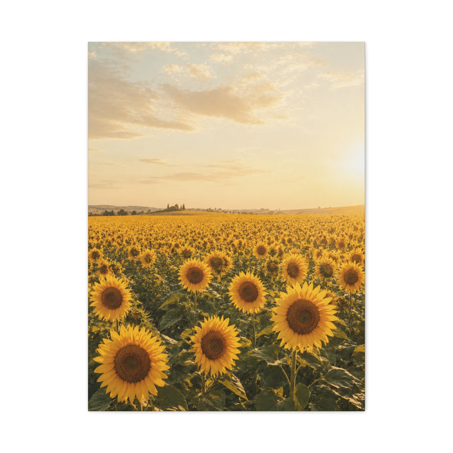 Golden Sunflower Field Horizon Landscape Wall Art & Canvas Print