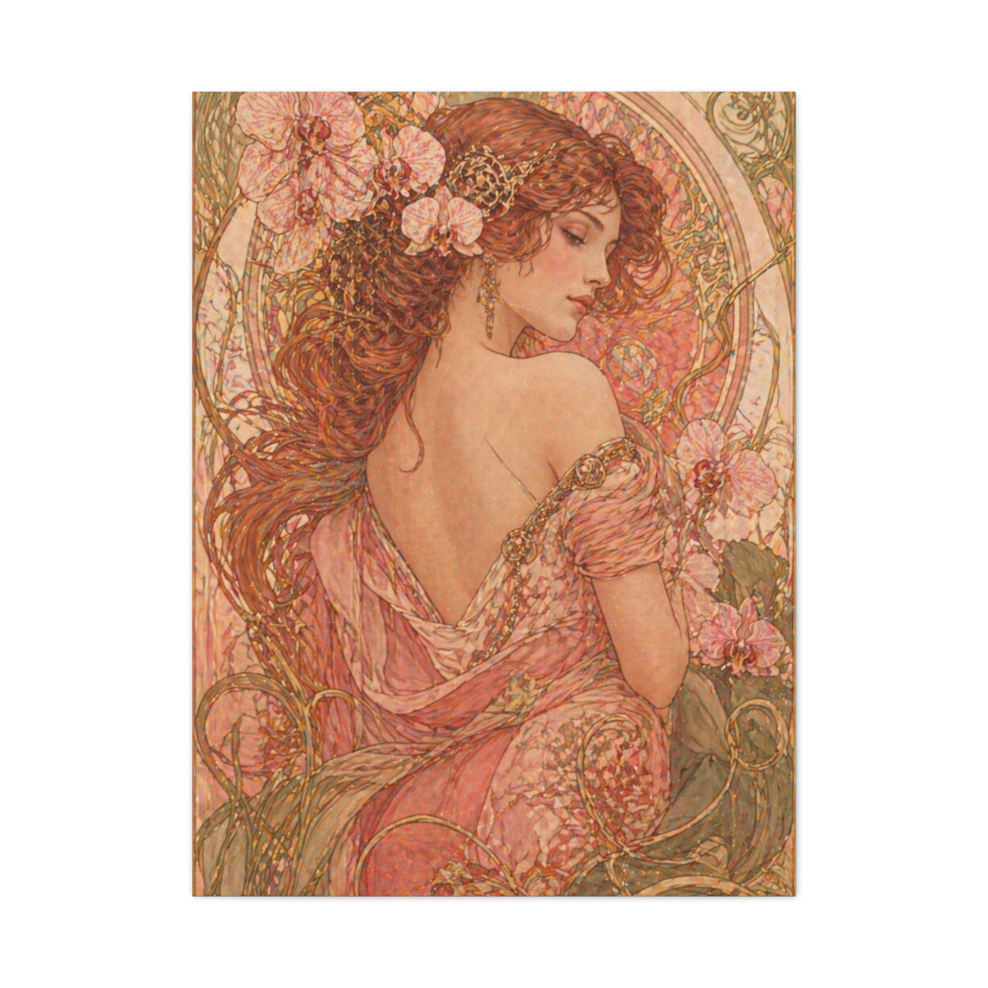 Art Nouveau Pink Muse Portrait Wall Art & Canvas Print