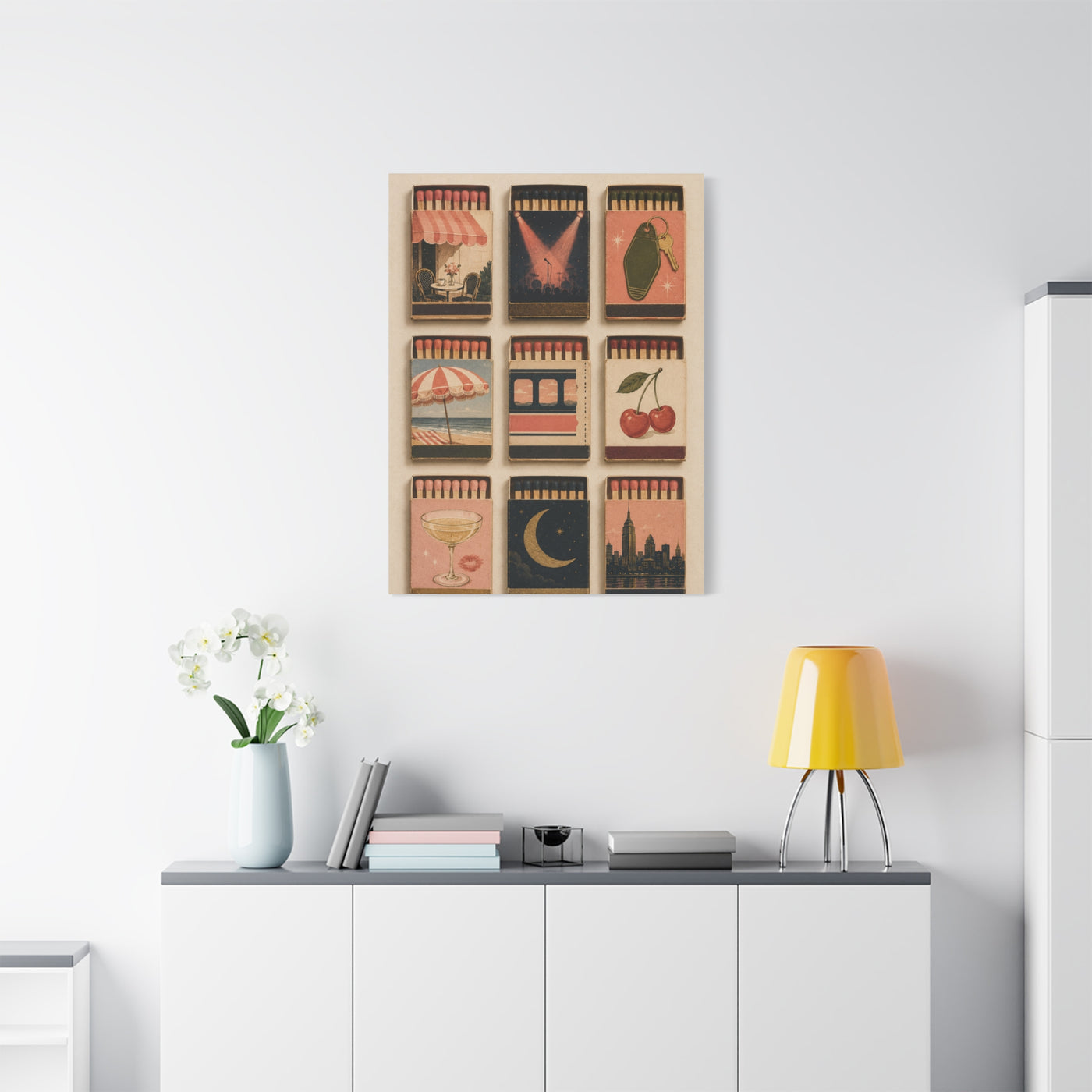 Retro Matchbox Romance Display Wall Art & Canvas Print