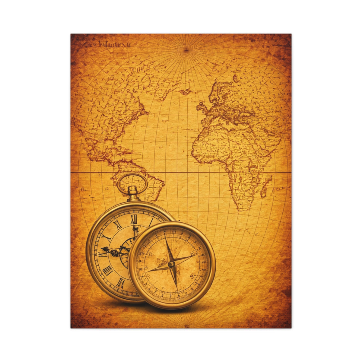 Sepia Gridland Treasure Chart Wall Art & Canvas Prints