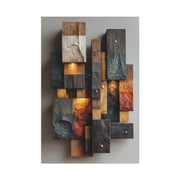 Sculptural Wood Panel Assemblage Wall Art & Canvas Print
