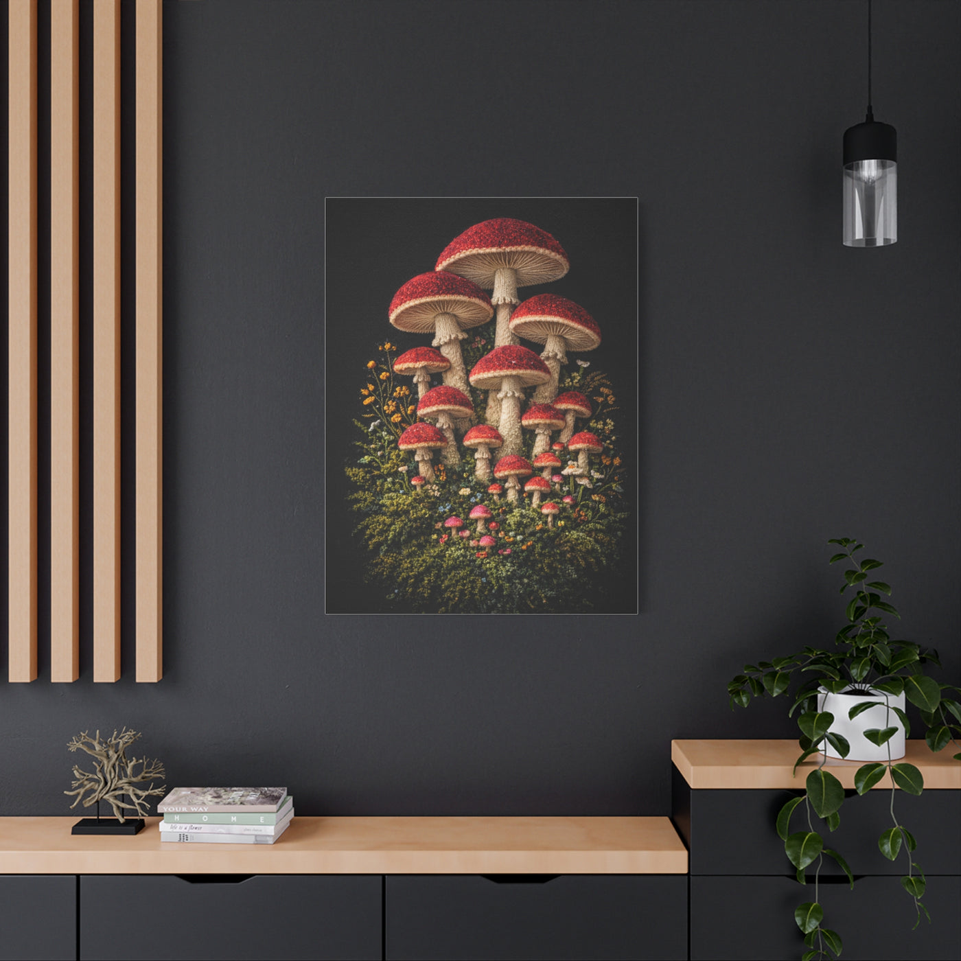 Mushroom Embroidered & Tufted Textile Art Wall Art & Canvas Print