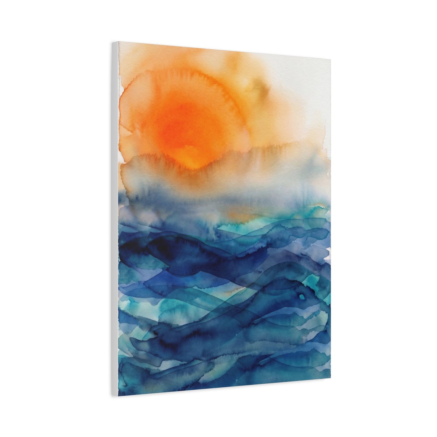 Minimal Orange Sunrise Watercolor Wall Art & Canvas Print