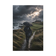Stormy Seaside Golfer Journey Wall Art & Canvas Print