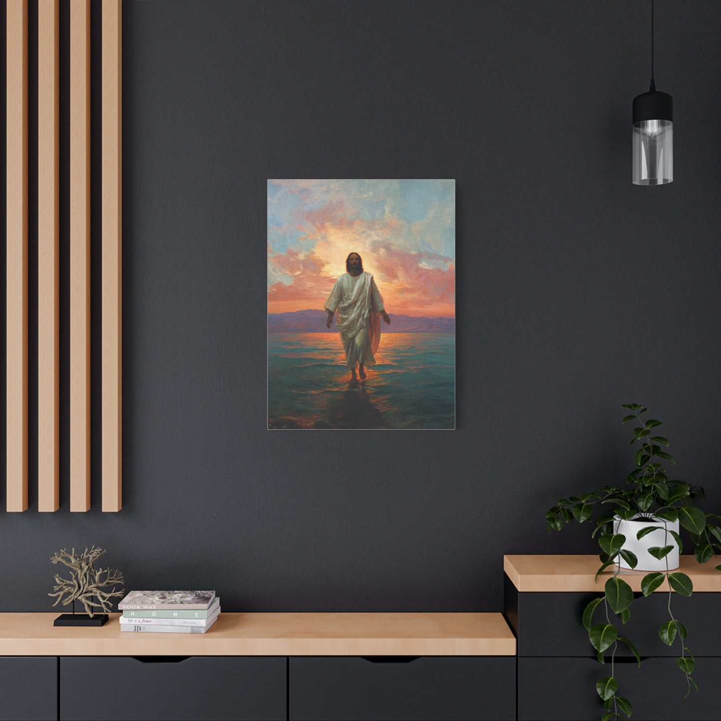 Jesus Walking on the Sea at Sunset Wall Art & Canvas Print