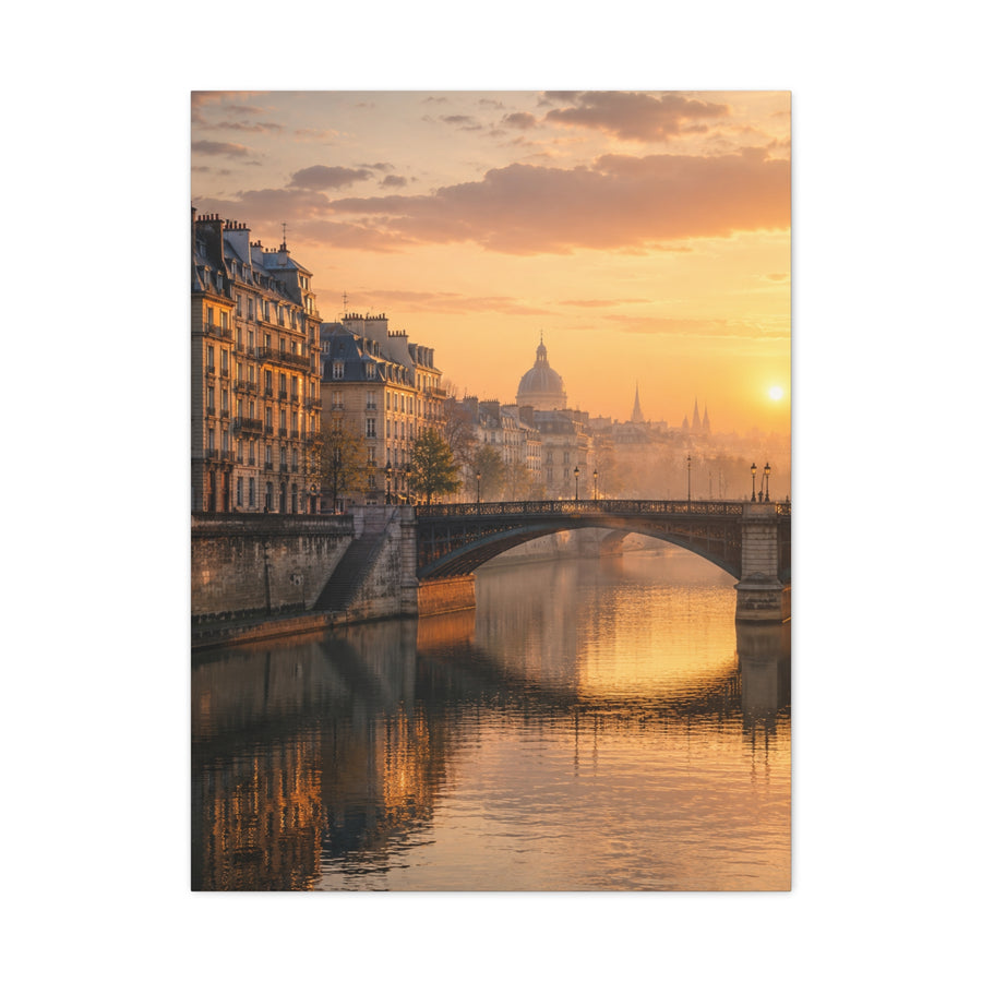 Paris Along the Seine Sunrise Wall Art & Canvas Print