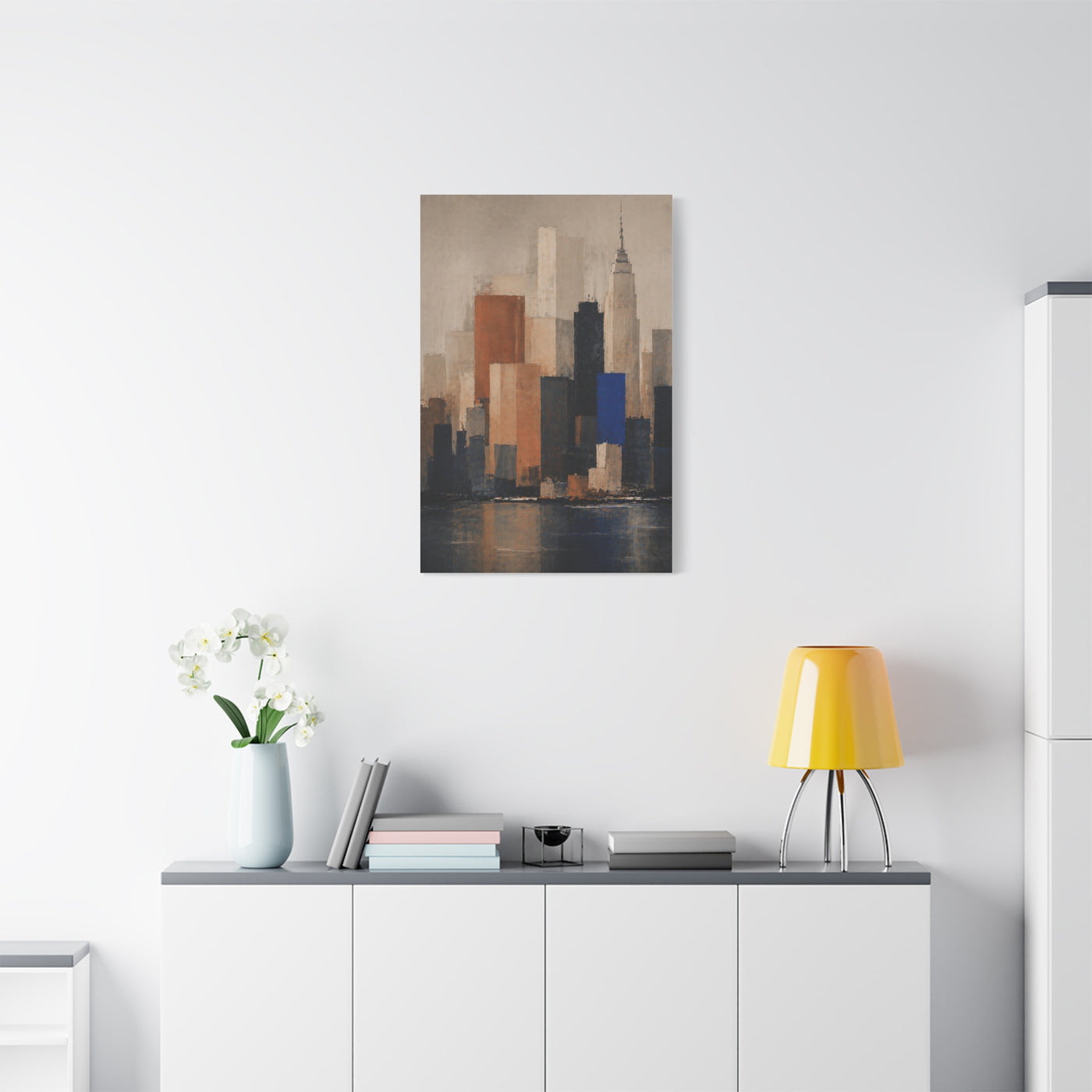 Modern Color Block Skyline Reflection Wall Art & Canvas Print