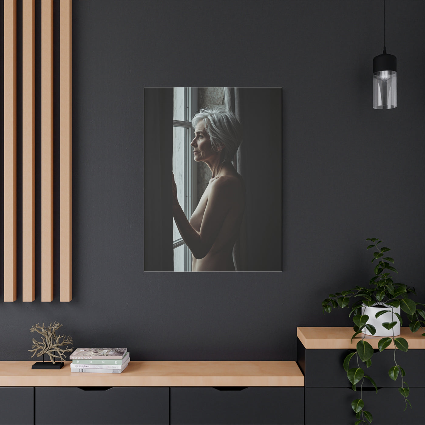 Mature Window Light Nude Study Wall Art & Canvas Print