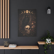 Gothic Moon Phase Owl Skull Wall Art & Canvas Print