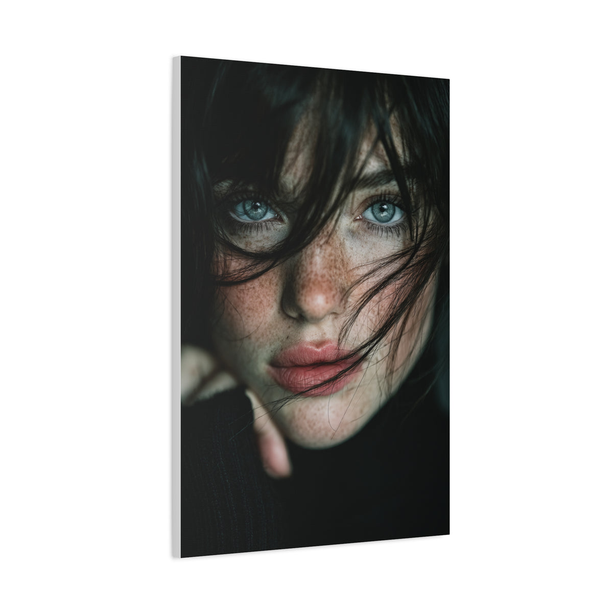 Wind-Swept Freckled Muse Portrait Wall Art & Canvas Print