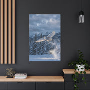 Snowy Owl Mountain Flight Wall Art & Canvas Print