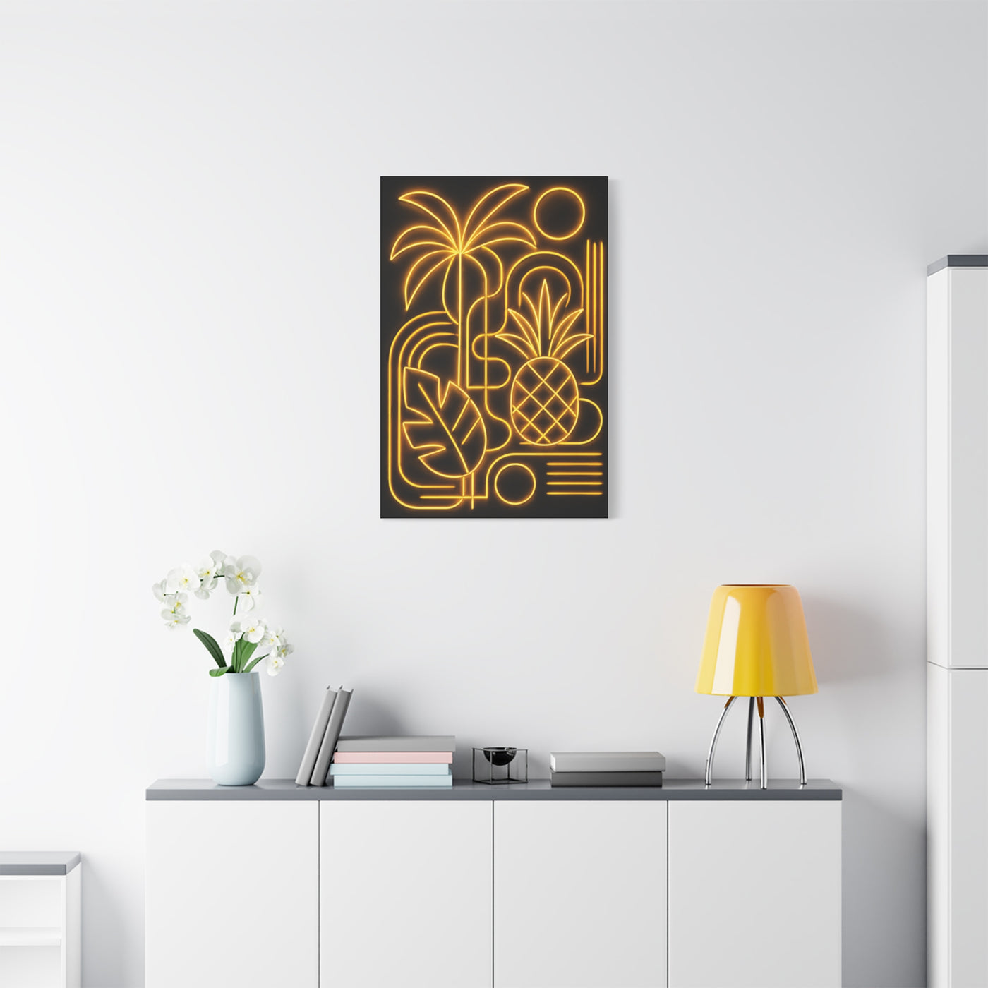 Neon Tropical Line Art Glow Composition Wall Art & Canvas Print