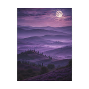 Moonlit Violet Hills Landscape Wall Art & Canvas Print
