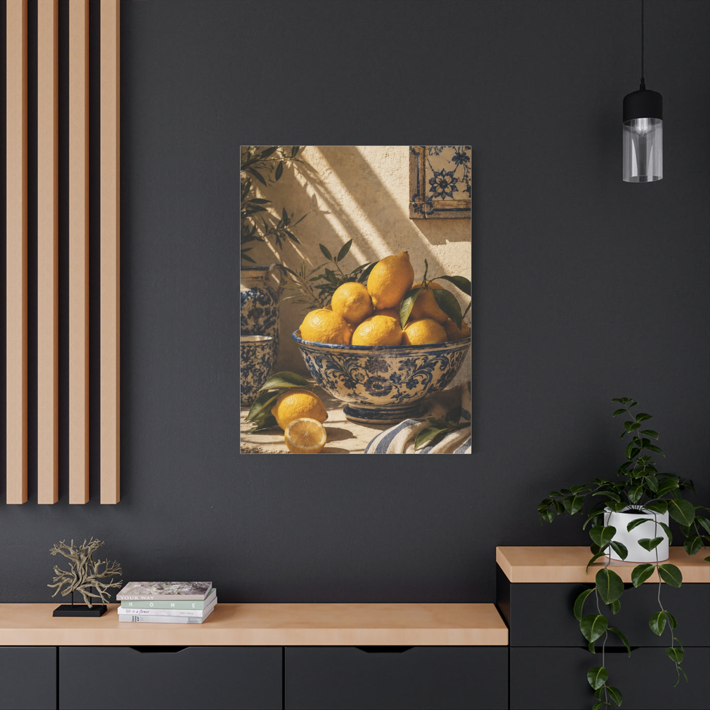 Mediterranean Lemon Still Life Ceramic Bowl Wall Art & Canvas Print