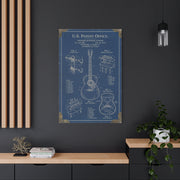Vintage Acoustic Guitar Patent Blueprint Wall Art & Canvas Print