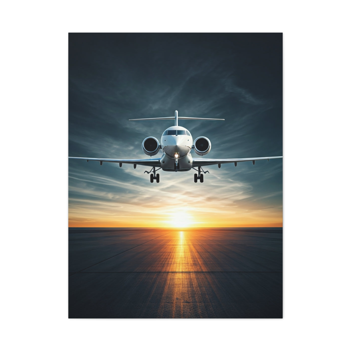 Sunset Runway Lift-Off Jet Wall Art & Canvas Prints