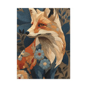 Patchwork Textile Fox Folk Art Wall Art & Canvas Print