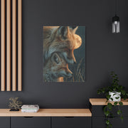 Mother and Cub Moonlit Fox Portrait Wall Art & Canvas Print