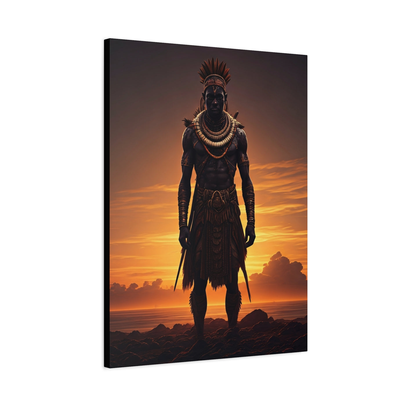 Sunset Warrior Silhouette Wall Art & Canvas Prints