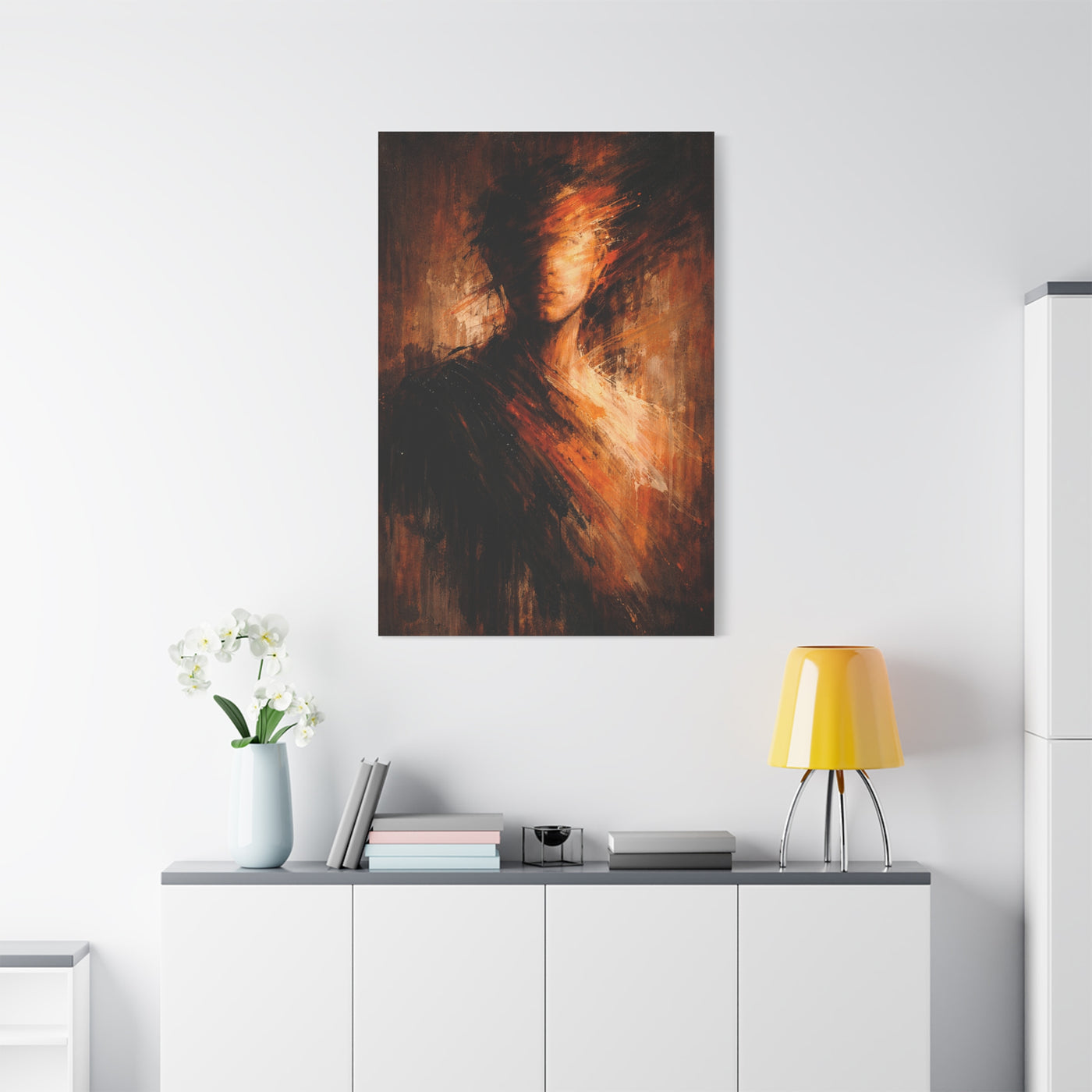Expressionist Orange Portrait Abstraction Wall Art & Canvas Print