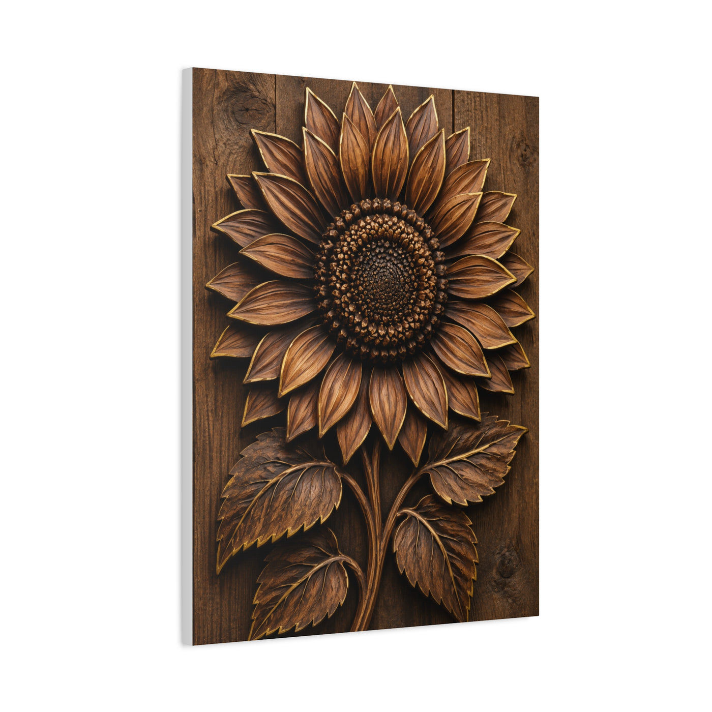 Carved Wooden Sunflower Relief Wall Art & Canvas Print