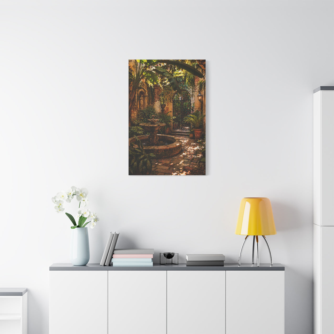Hidden Courtyard Garden Fountain Wall Art & Canvas Print