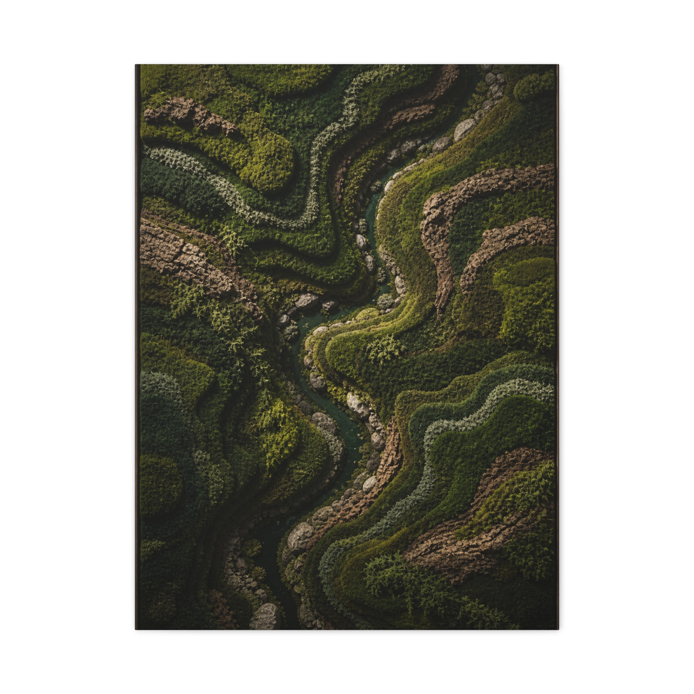 Topographic Moss River Landscape Wall Art & Canvas Print