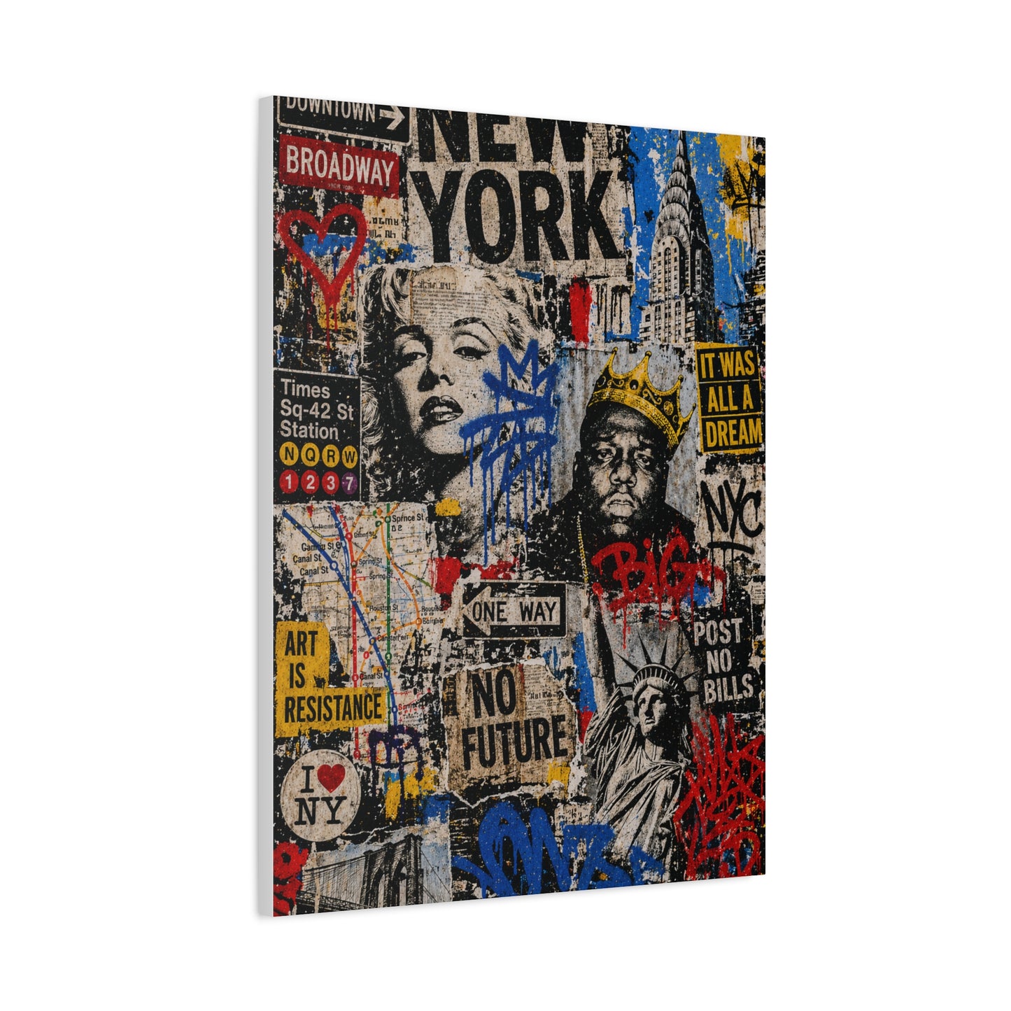NYC Pop Graffiti Collage Statement Wall Art & Canvas Print