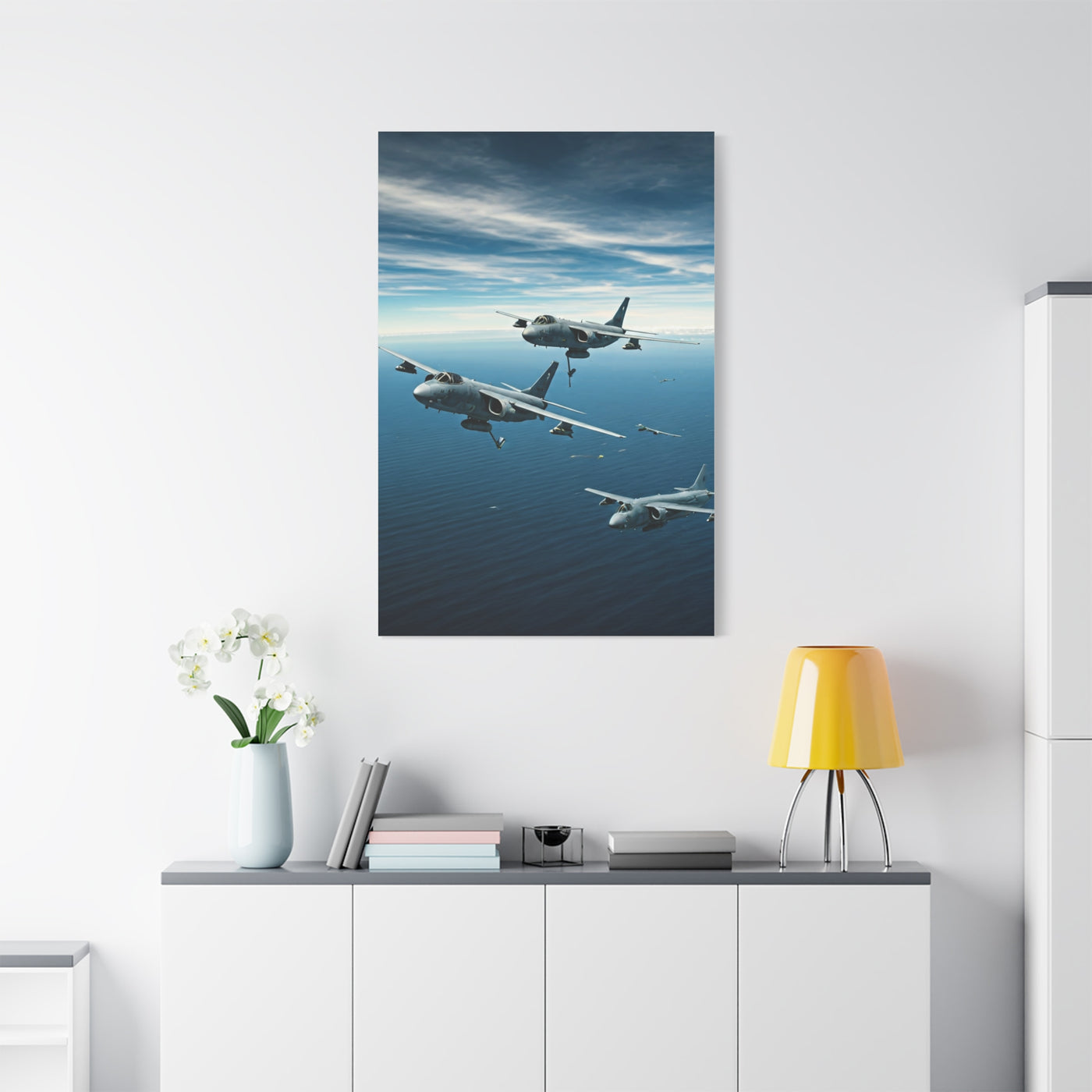 Squadron Formation Over Ocean Sky Wall Art & Canvas Prints