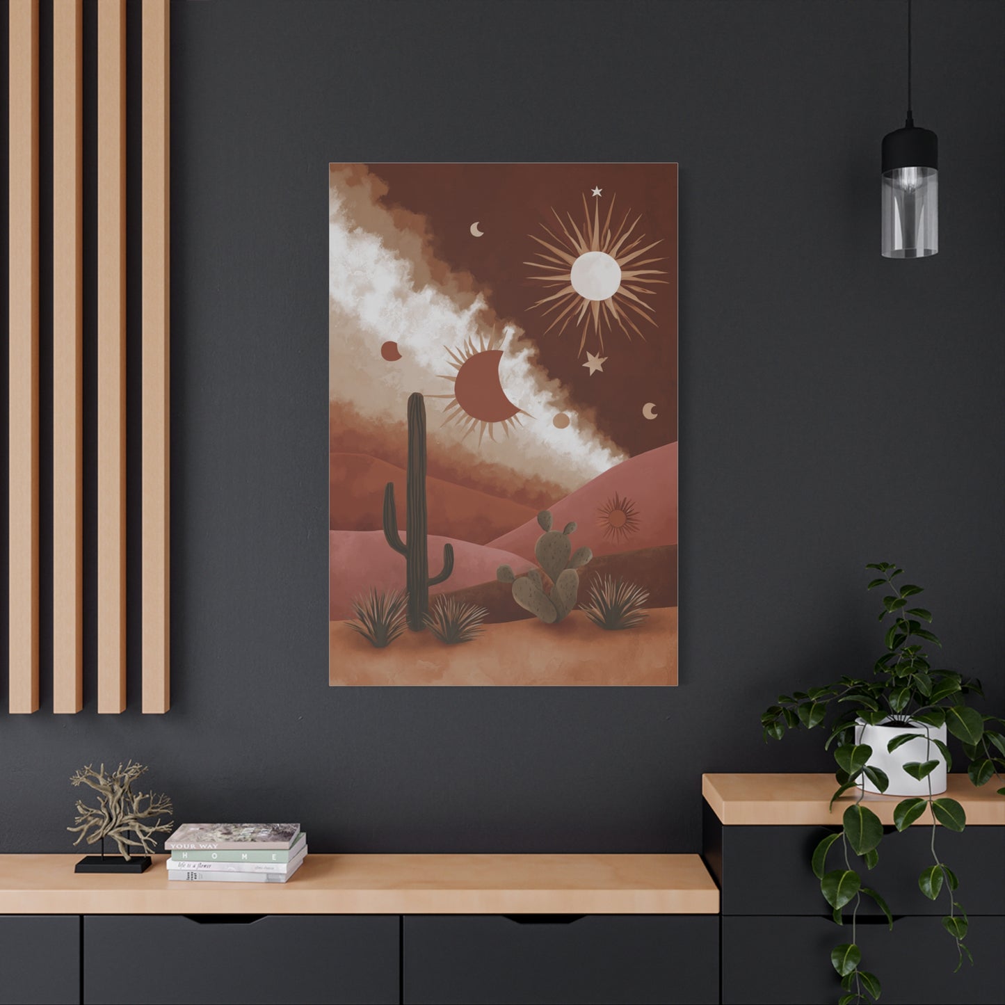 Boho Desert Sun and Moon Landscape Wall Art & Canvas Print