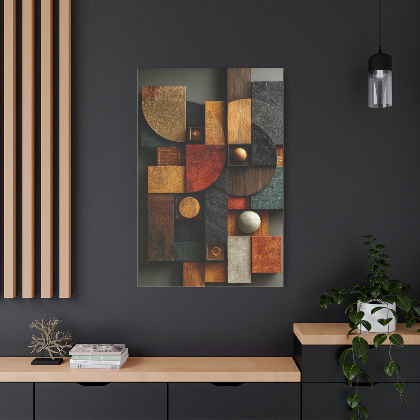 Sculptural Geometric Panel Abstract Wall Art & Canvas Print