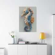 Driftwood Seahorse Coastal Sculpture Wall Art & Canvas Print