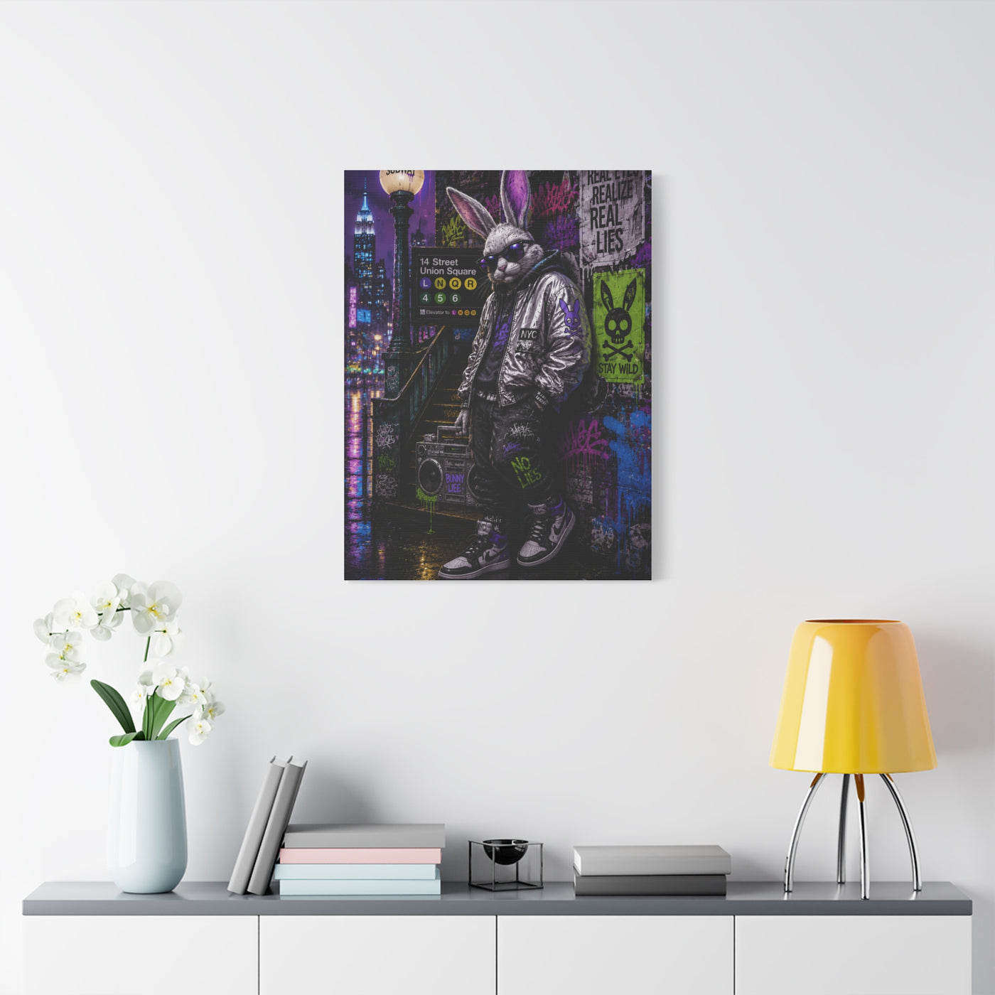Urban Rebel Bunny NYC Street Wall Art & Canvas Print