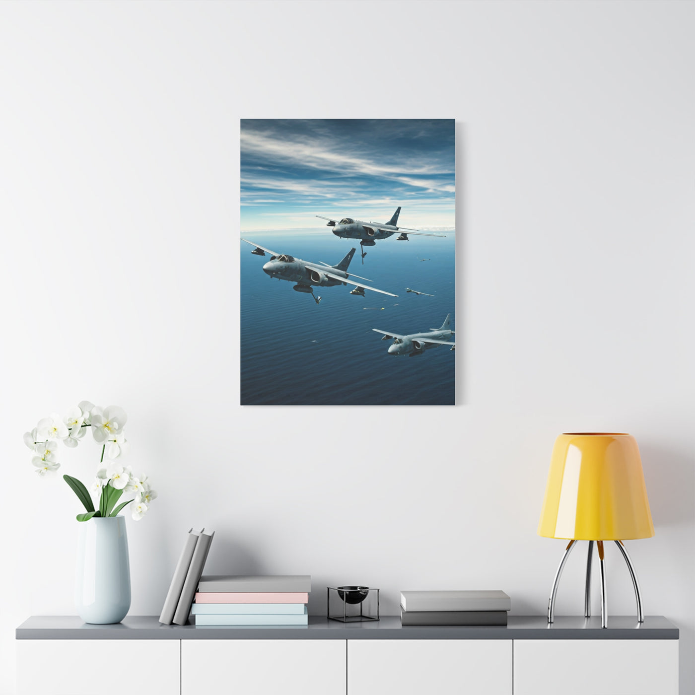 Squadron Formation Over Ocean Sky Wall Art & Canvas Prints