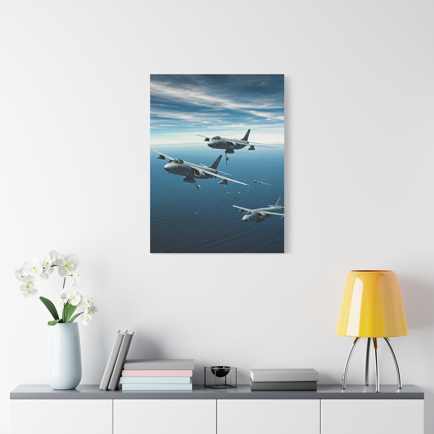 Squadron Formation Over Ocean Sky Wall Art & Canvas Prints