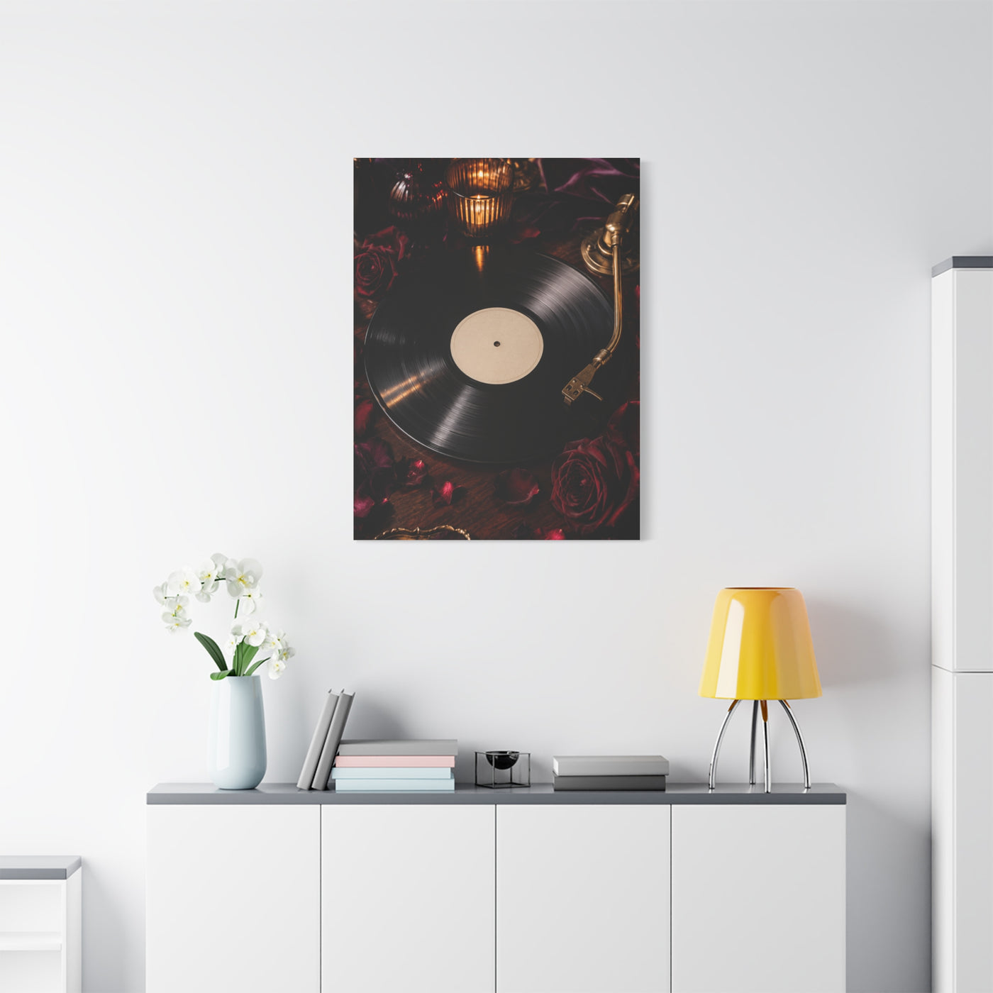 Vinyl Record Candlelit Romance Still Life Wall Art & Canvas Print