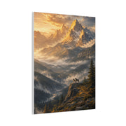 Golden Mountain Valley Wolf Pair Landscape Wall Art & Canvas Print