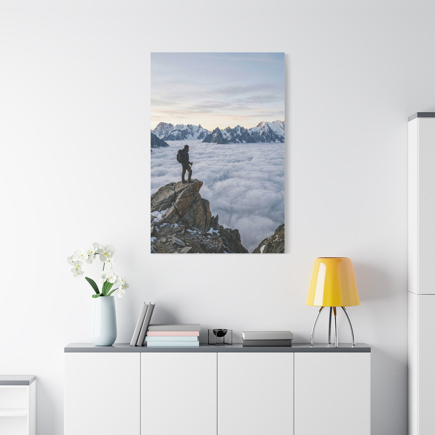 High Altitude Cloud Sea & Hiker Wall Art & Canvas Print