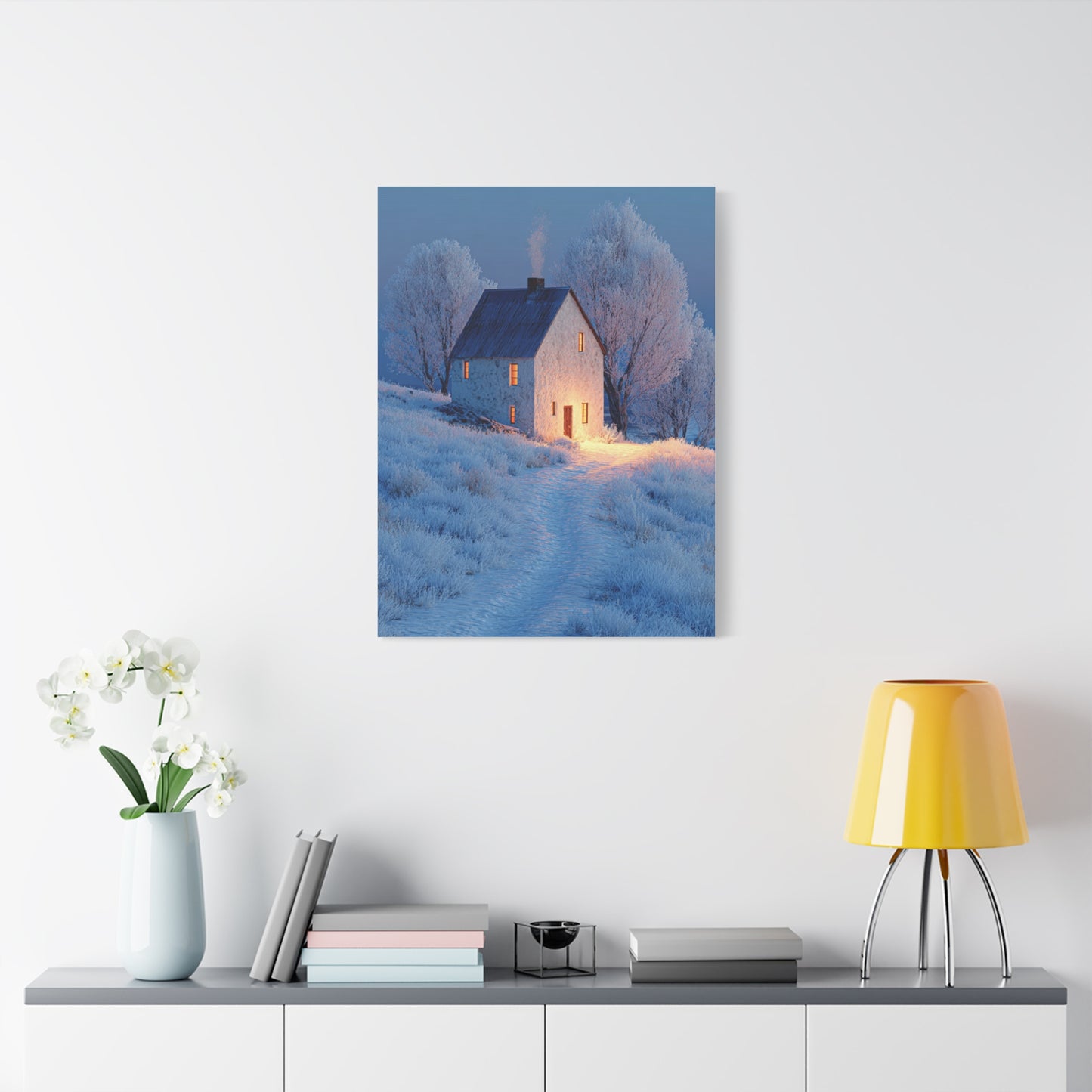 Winter Farmhouse Blue Hour Wall Art & Canvas Print
