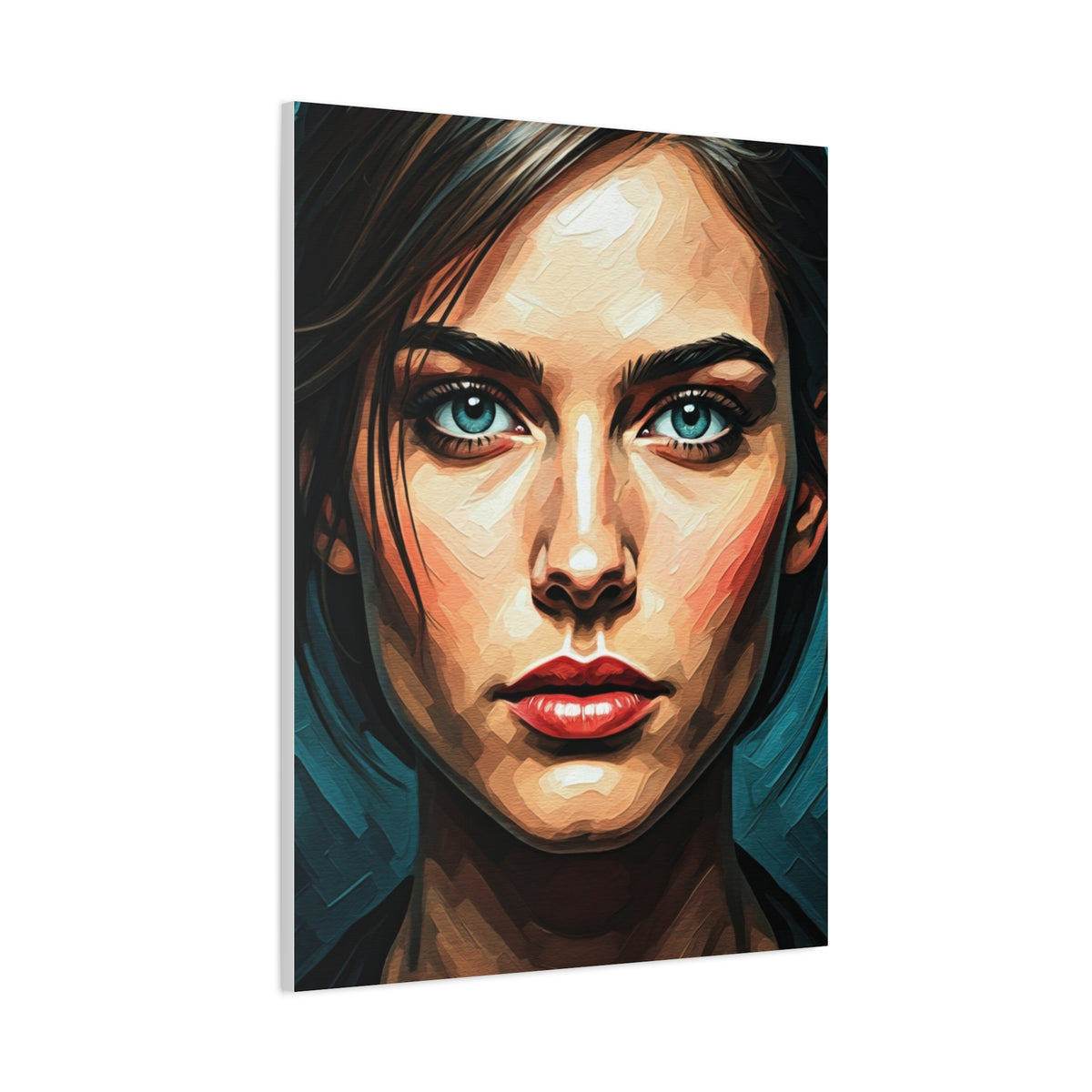 Piercing Azure Gaze Portrait Wall Art & Canvas Print