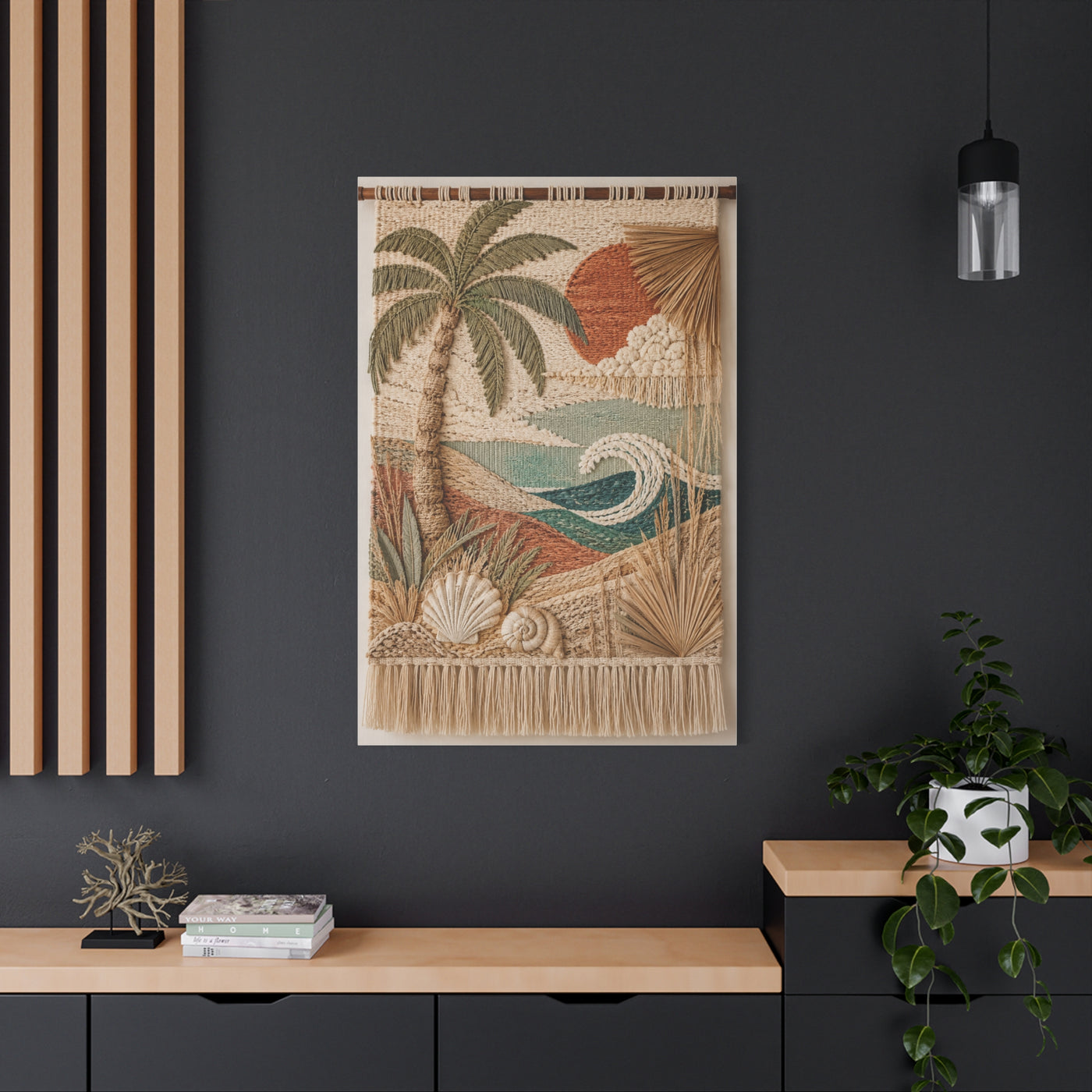 Bohemian Coastal Woven Tapestry Tropical Wall Art & Canvas Print