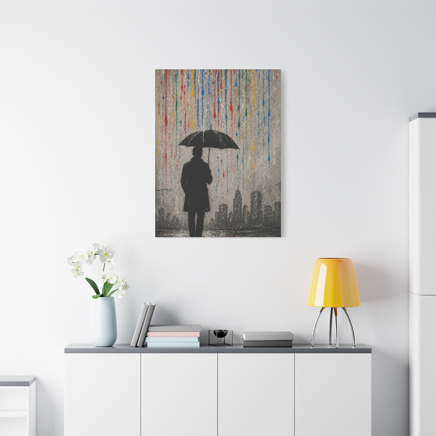 Urban Rain Umbrella Street Art Wall Art & Canvas Print