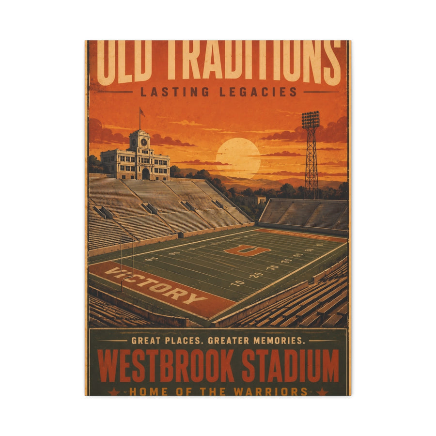 Westbrook Stadium Vintage Legacy Sports Wall Art & Canvas Print