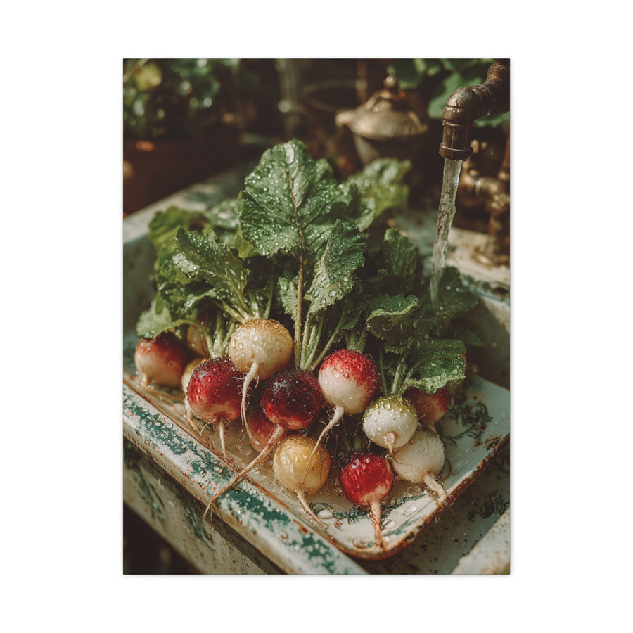 Fresh Garden Radishes Farm Sink Wall Art & Canvas Print