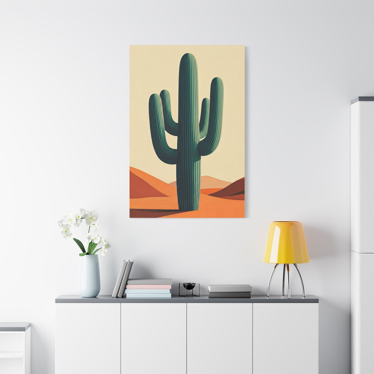 Minimalist Desert Saguaro Landscape Illustration Wall Art & Canvas Prints